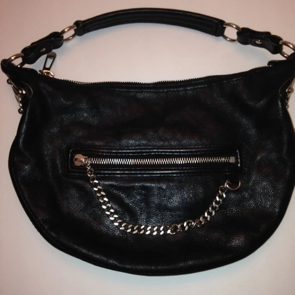 Michael Kors vintage black leather chain hobo bag